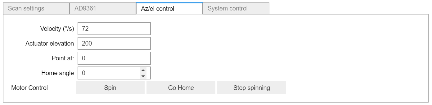 Azimuth/elevation settings menu